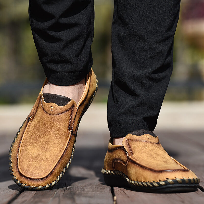 Extra Large 45 Men's Leather Shoes 46 plus Size plus Size Men's Shoes Fat Feet Wide Feet Casual Shoes Widened High Feet Back Shoes