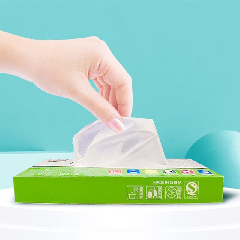 Kui-Min 100Pcs Latex Free Gloves Disposable Gloves Transparent Non-Slip Cleaning Gloves