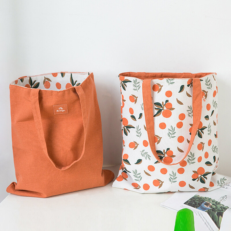 Ladies Handbags Cloth Canvas Tote Bag Double Side Use Canvas Bag Floral Letters Pattern Shopping Travel Women Reusable Mama Shopper Bags Classic